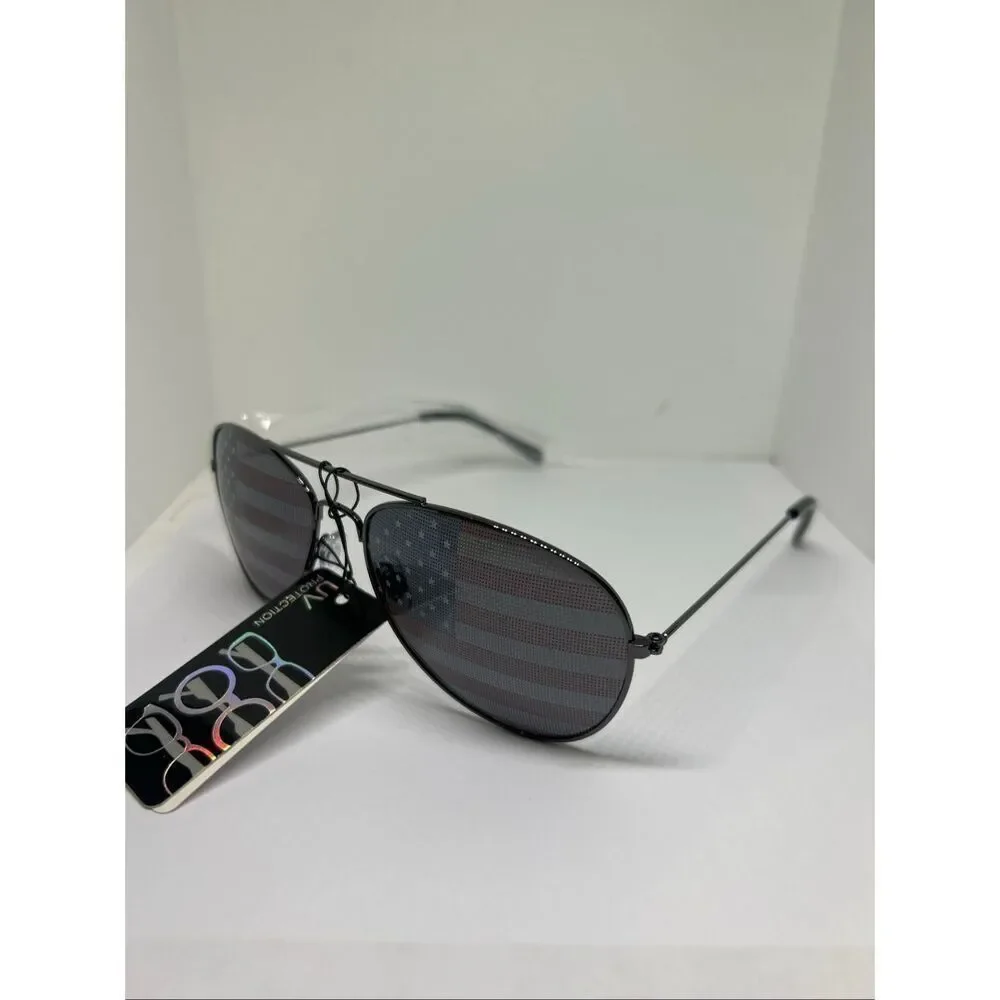 Patriotic Aviator Sunglasses American Flag Lens UV Protection Unisex